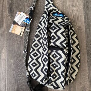 KAVU Geometric Black and White Belt Bag